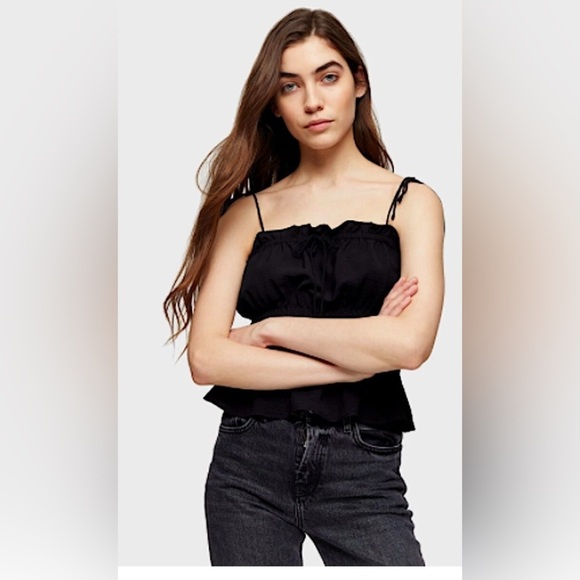 Topshop Black Casual Tank Top Size 8 - Picture 1 of 7